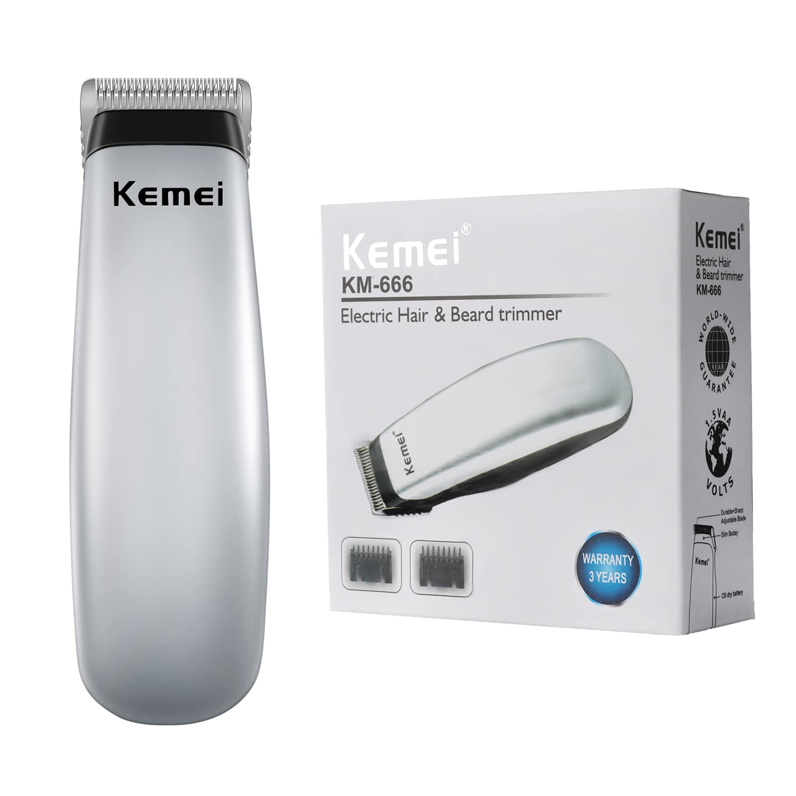 KEMEI Mini Clippers Secure-Fit guards with stainless clips for secure trimming.
