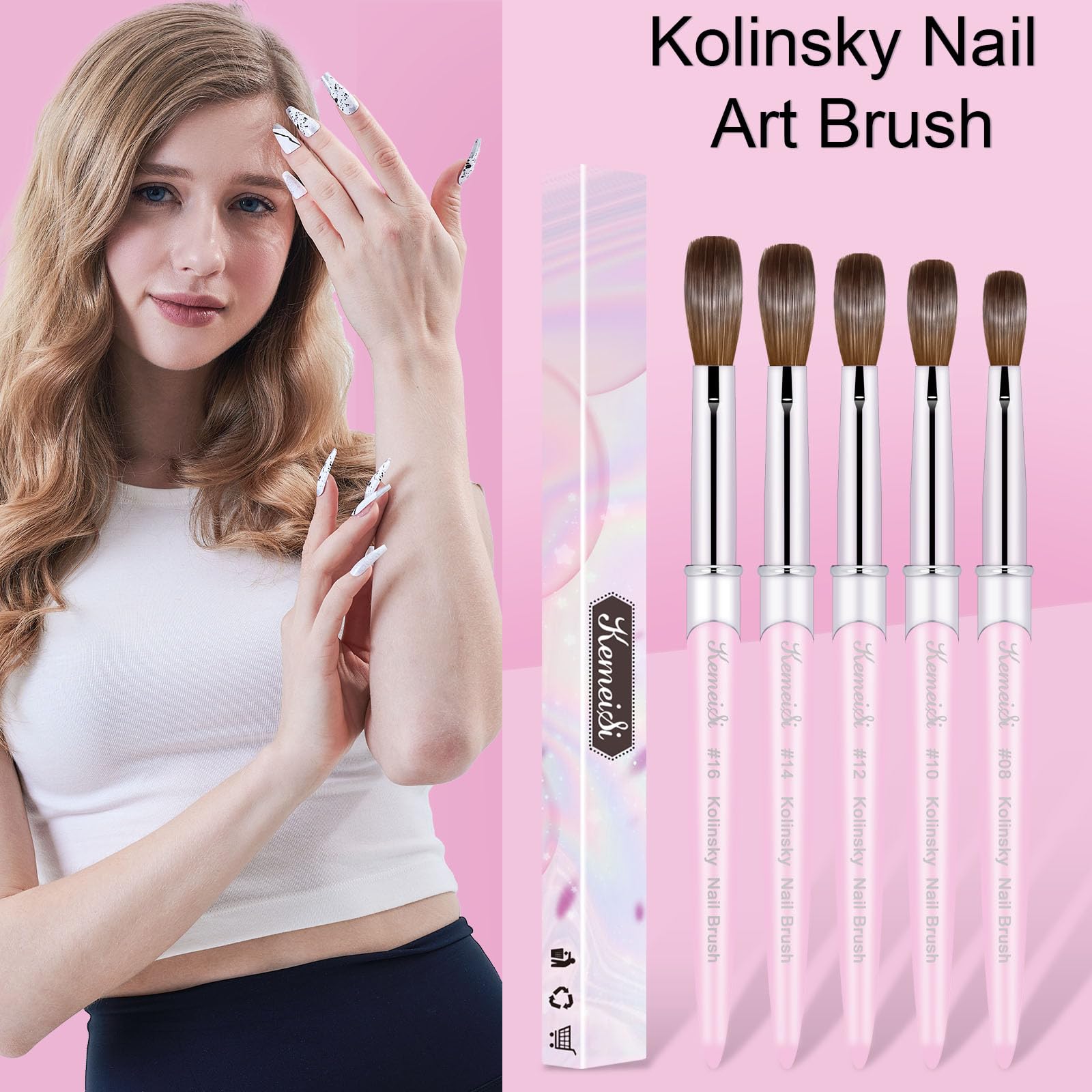 KEMEISI 100% Kolinsky bristle brush delivers soft, flexible powder control.