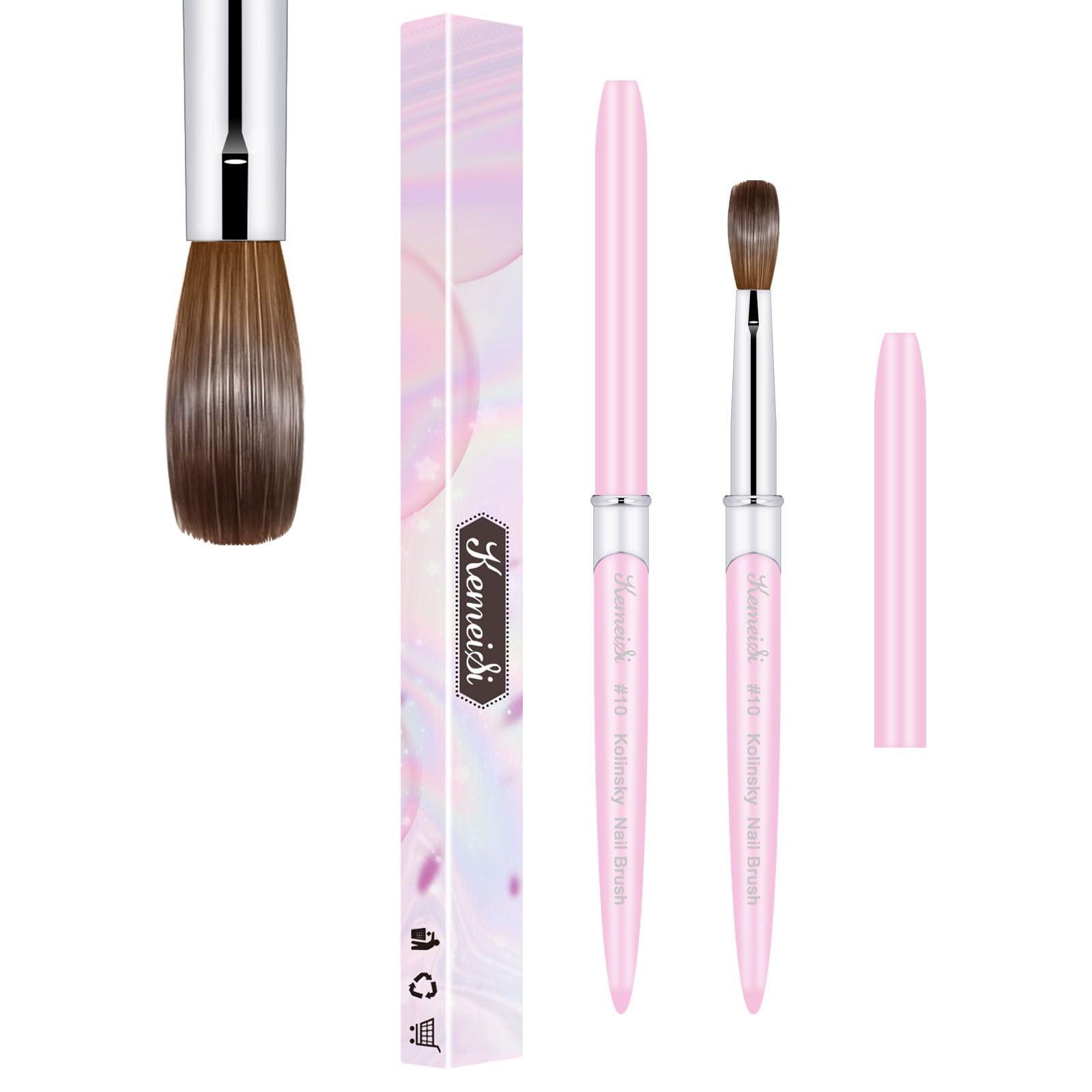 KEMEISI acrylic nail brush Size #10 with oval hair for precise application.