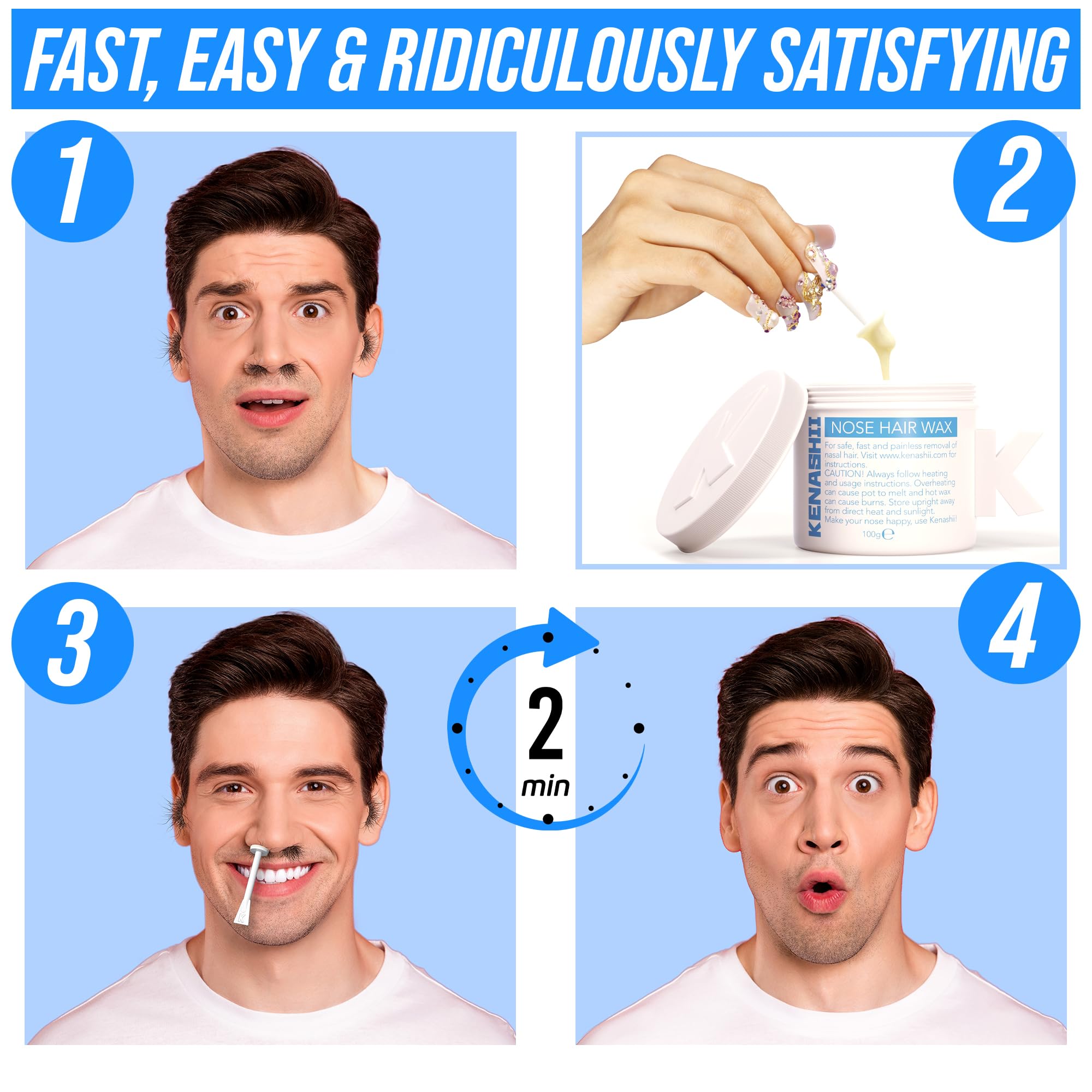 KENASHII Nose Wax Applicators 24 sticks enable precise, selective hair removal.