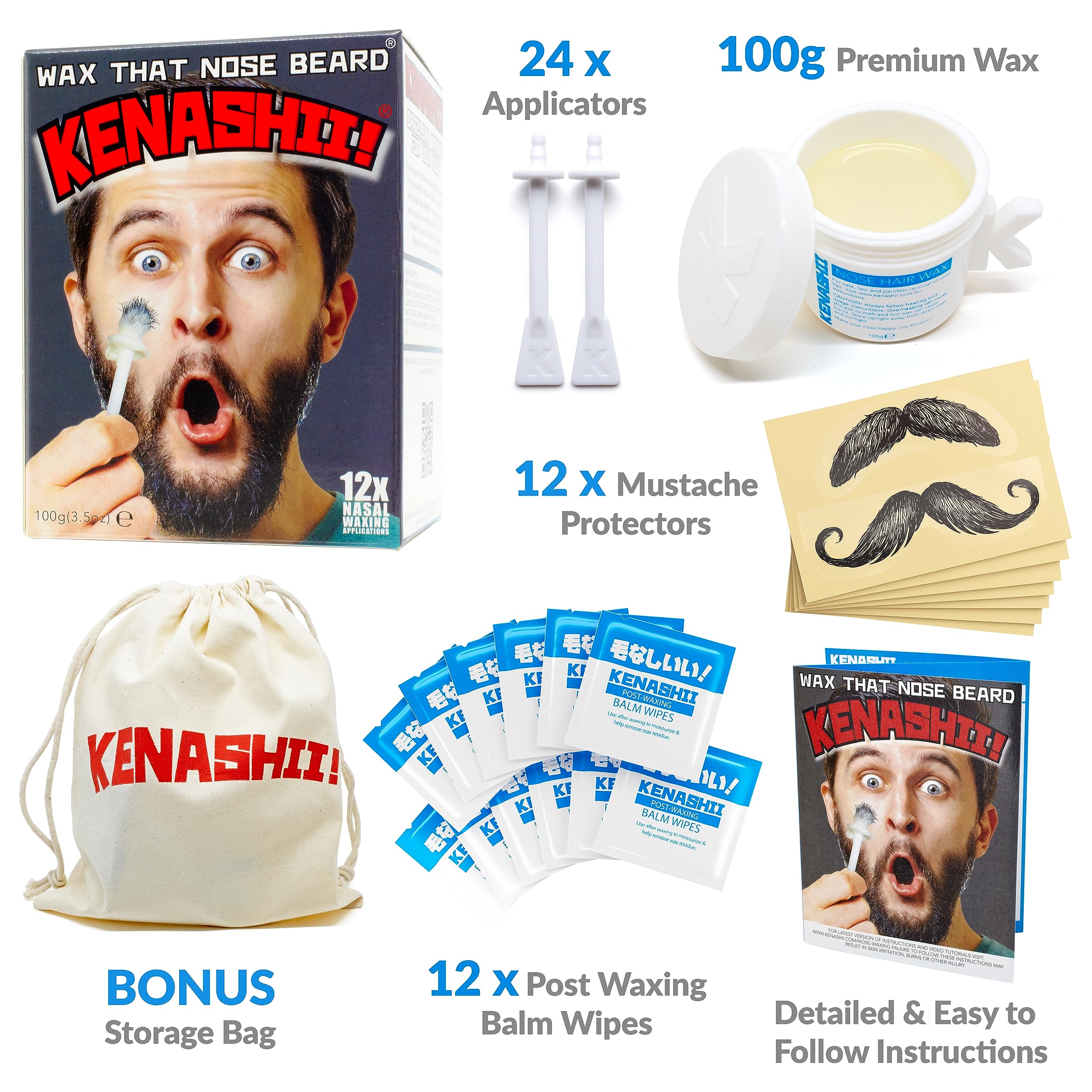 KENASHII Nose Wax Kit Bag keeps tools organized for travel.