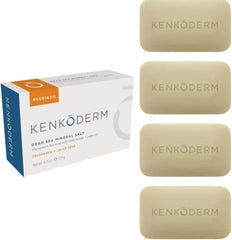 Kenkoderm Psoriasis Dead Sea Salt Soap pack of four bars for steady skincare routine.