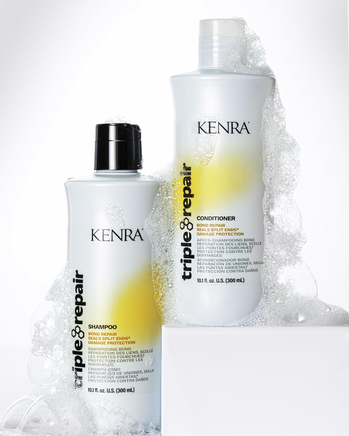 Kenra hair fiber close-up shows reinforced, resilient strands.