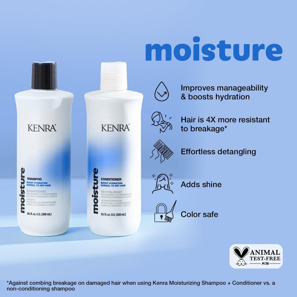 Kenra Moisture Conditioner rinse nourishes, smooths, and adds gentle shine.