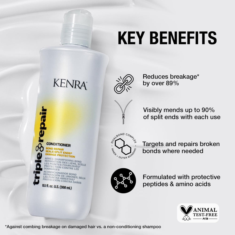 Kenra peptides and amino acids graphic explains bond fortification concept.