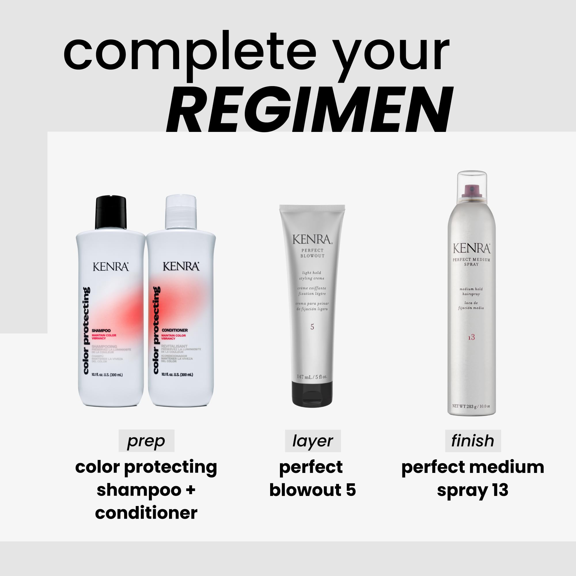 Kenra Perfect Medium Spray all-hair-types versatility for diverse clients.