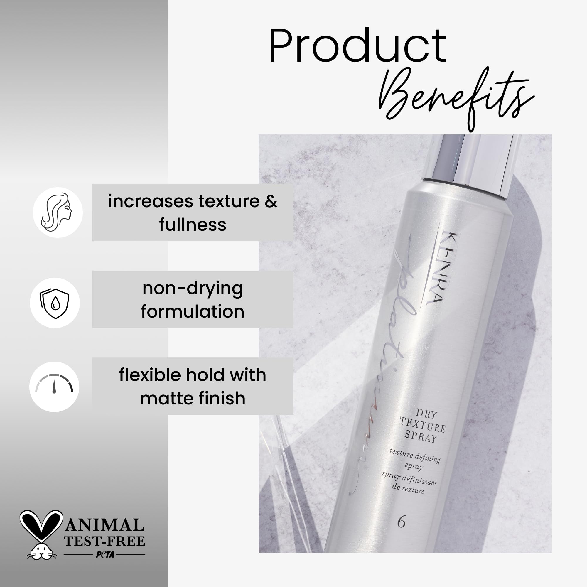 Kenra Platinum Dry Texture Spray being applied for added texture and fullness.