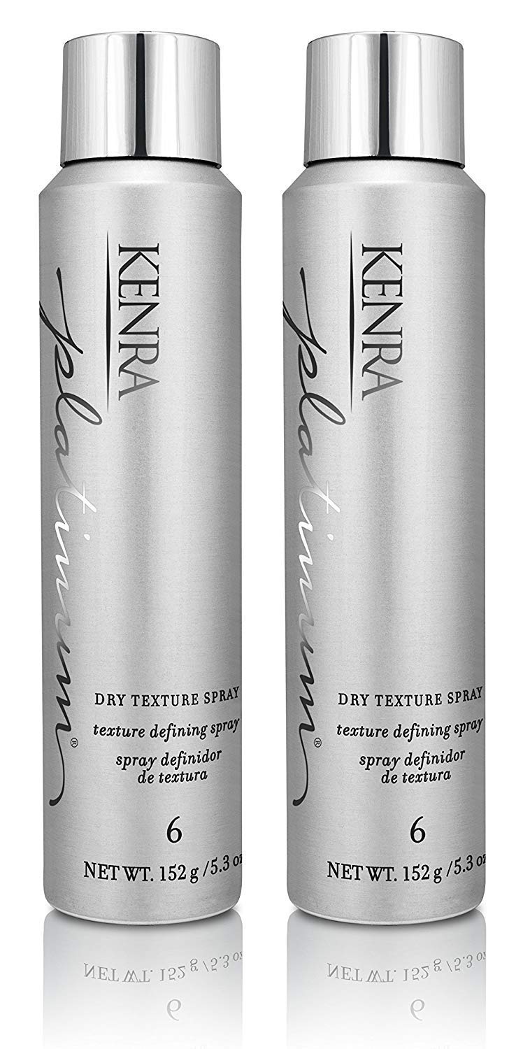 Kenra Platinum Dry Texture Spray bottle close-up emphasizing light texture and matte finish.