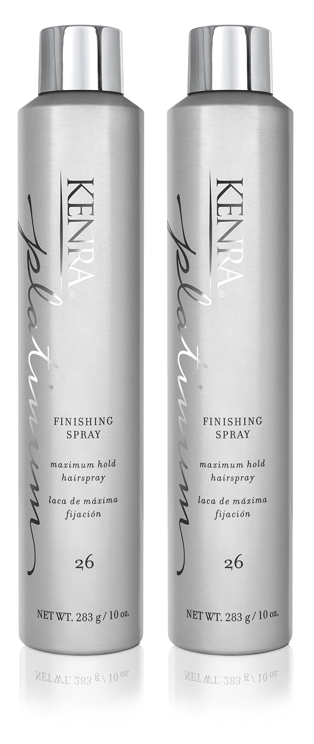 Kenra Platinum Finishing Spray 2-pack bottle front view for all-day hold and high shine.