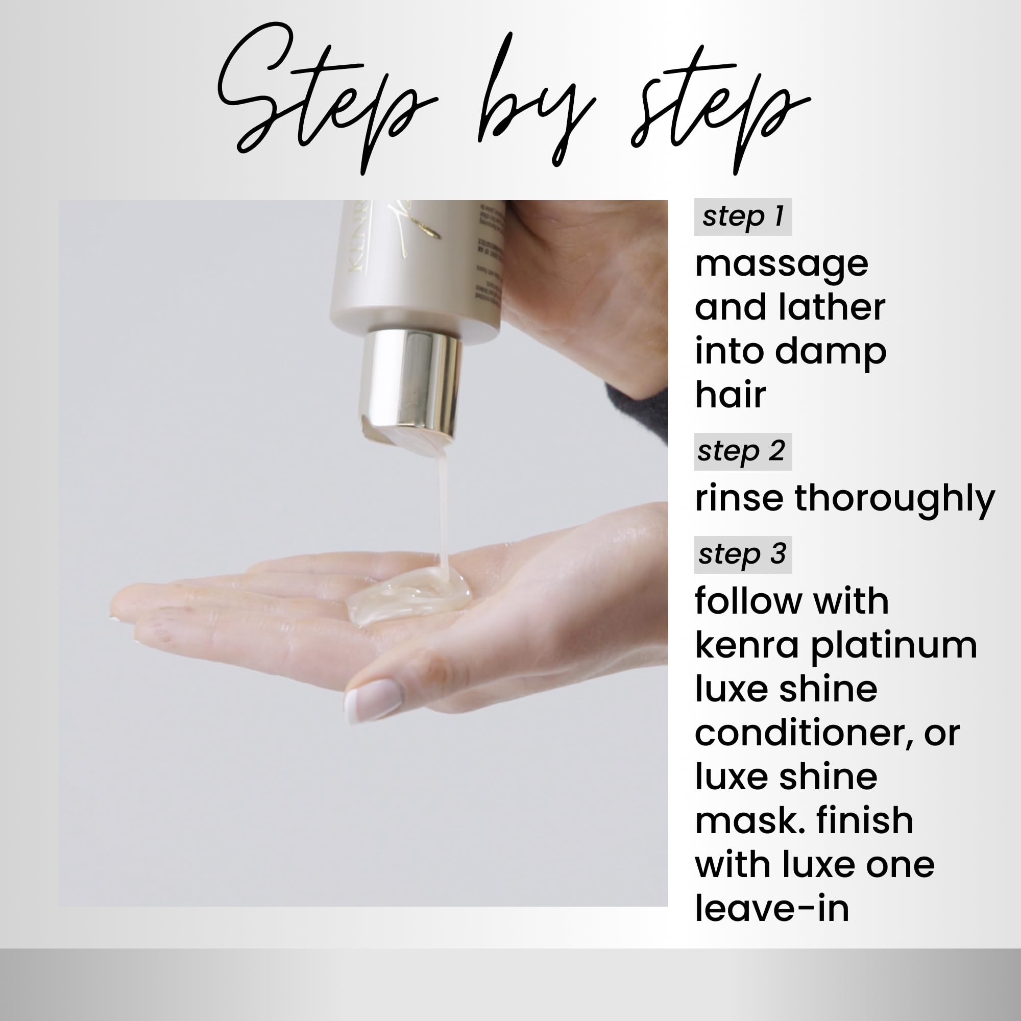 Kenra Platinum Luxe Shine gold particles close-up for luxurious shine