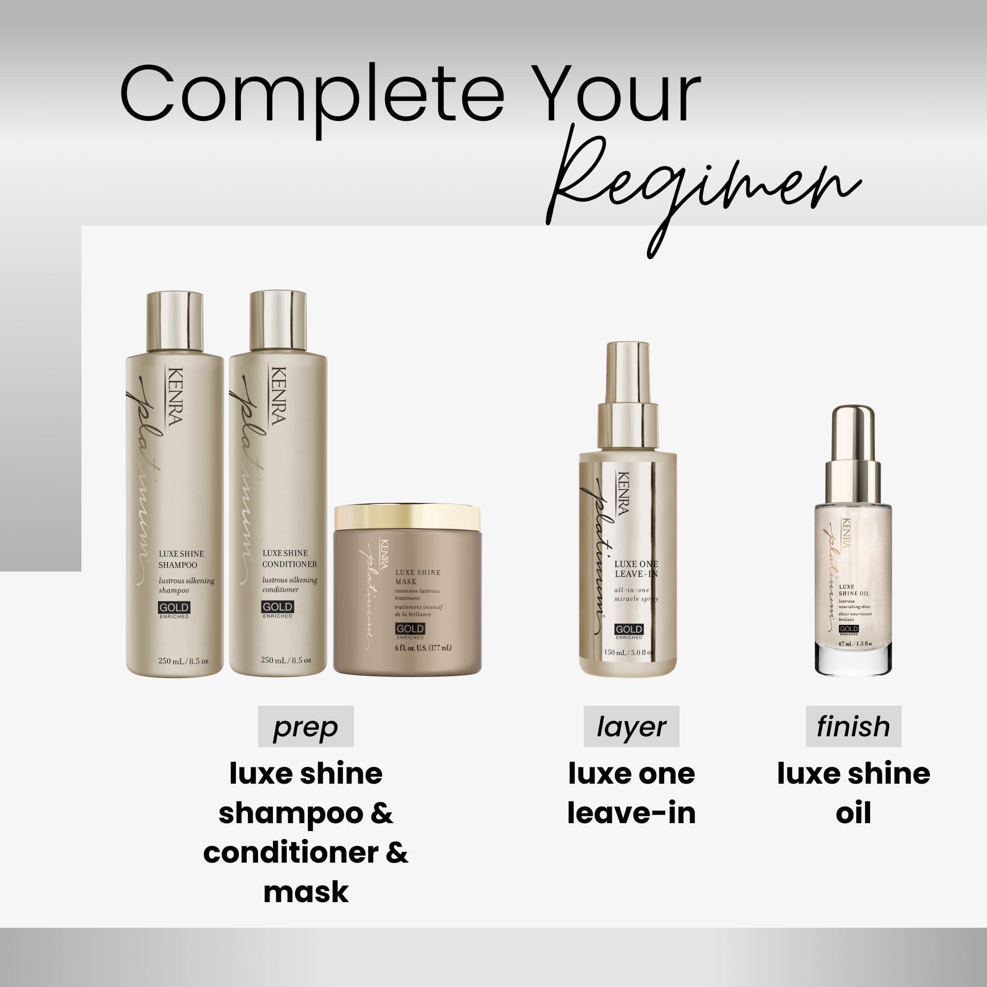 Kenra Luxe Shine hair after use with glossy strands