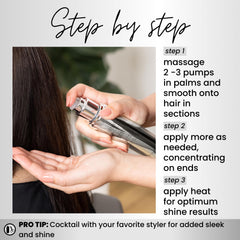 Kenra Platinum Silkening Gloss application illustration showing lightweight texture.