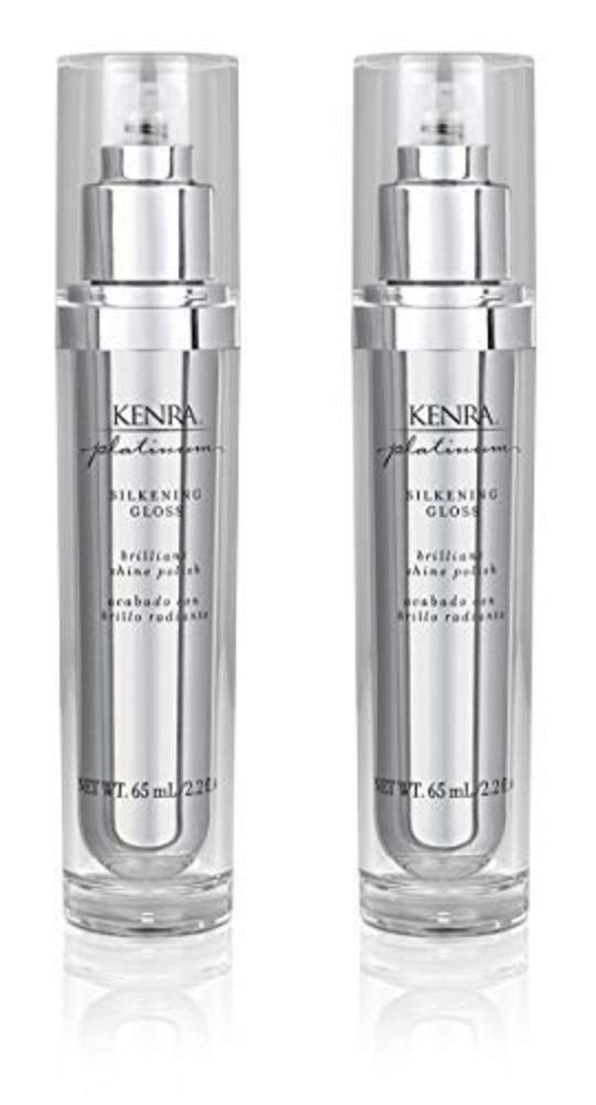 Kenra Platinum Silkening Gloss bottle front in a double-pack for silky shine.