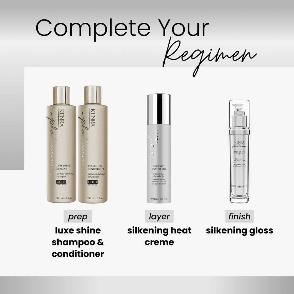 Kenra Platinum Silkening Gloss humidity protection concept image for frizz defense.