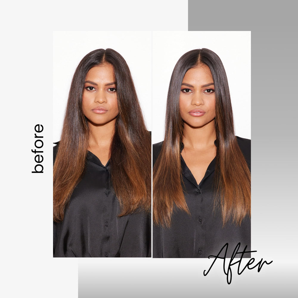 Kenra Platinum Silkening Gloss shine close-up highlighting radiant finish.