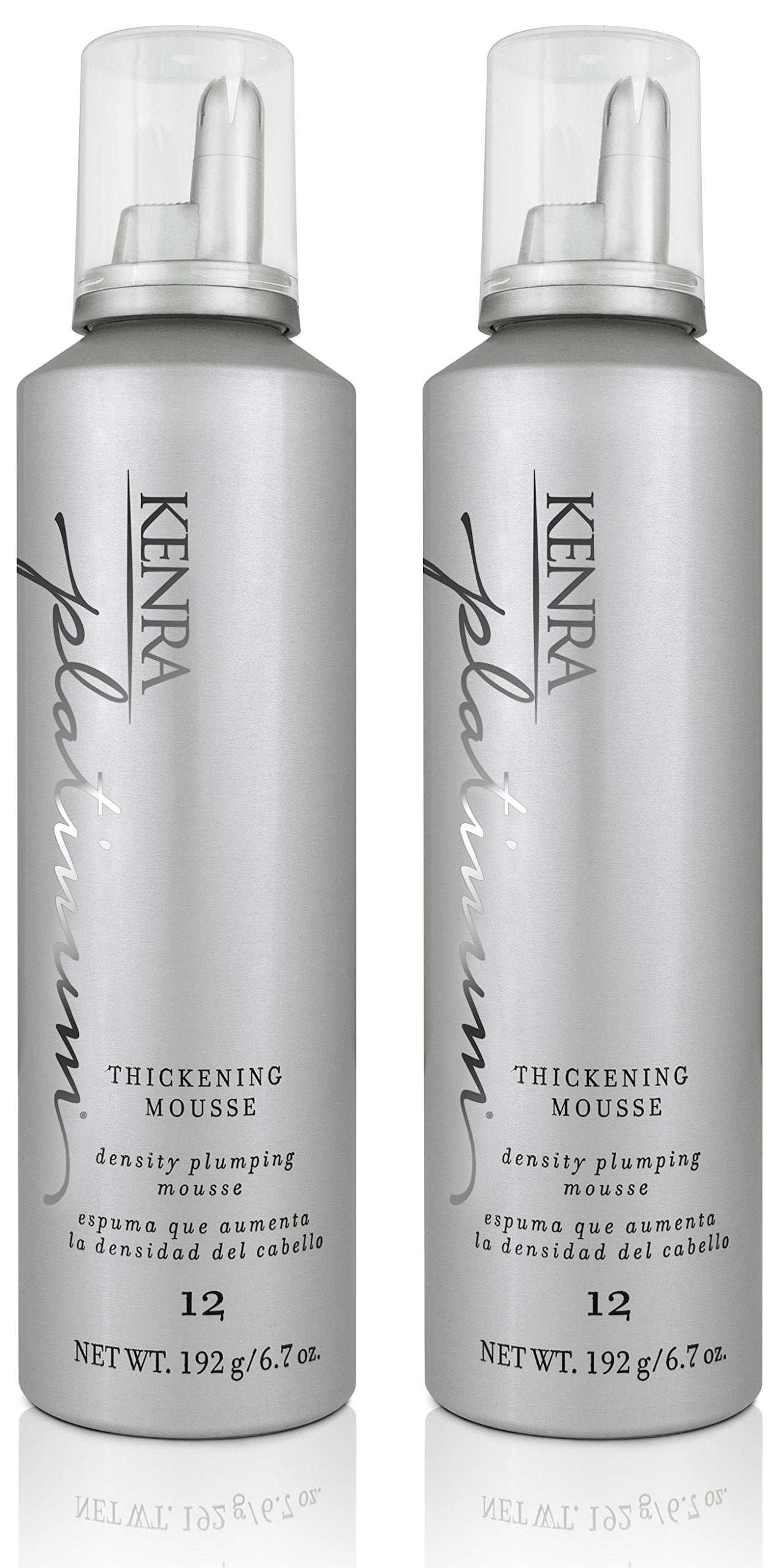 Kenra Platinum Thickening Mousse packaging 2-pack demonstrates value and convenience for full-volume styling.