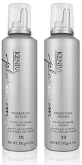 Kenra Platinum Thickening Mousse packaging 2-pack demonstrates value and convenience for full-volume styling.