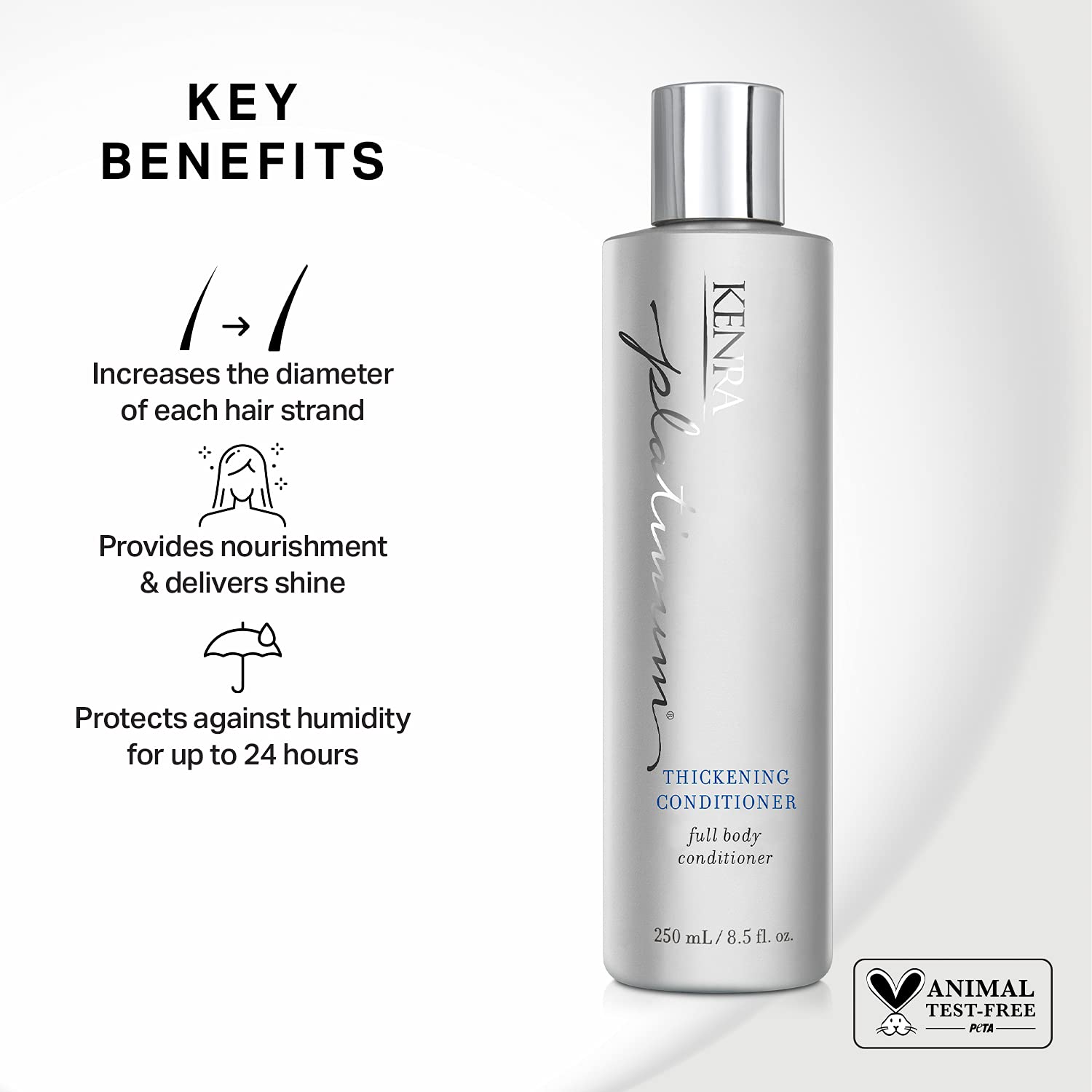 Kenra Platinum Thickening Shampoo lather on strands suggests volume and cleanse.