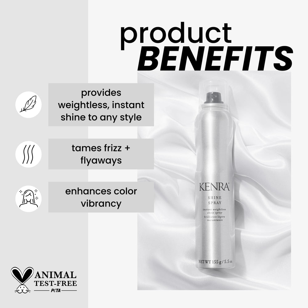 Kenra Professional Shine Spray packaging in a 2-pack emphasizes value and convenience.