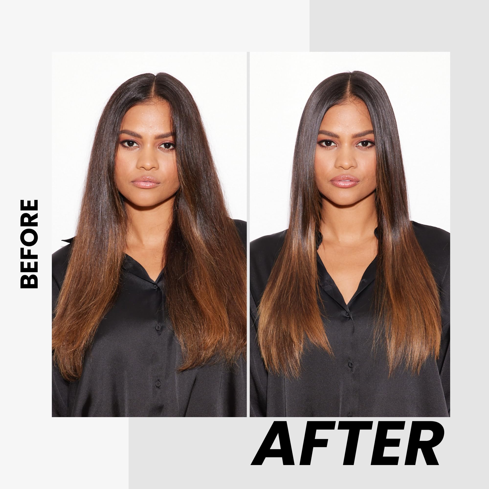 Kenra Shine Spray mist application demonstrates even coverage for frizz control.