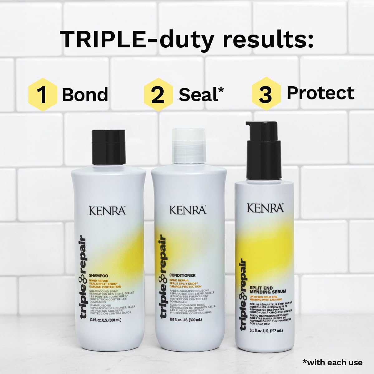 Kenra sulfate-free label on bottle signals gentler daily care.