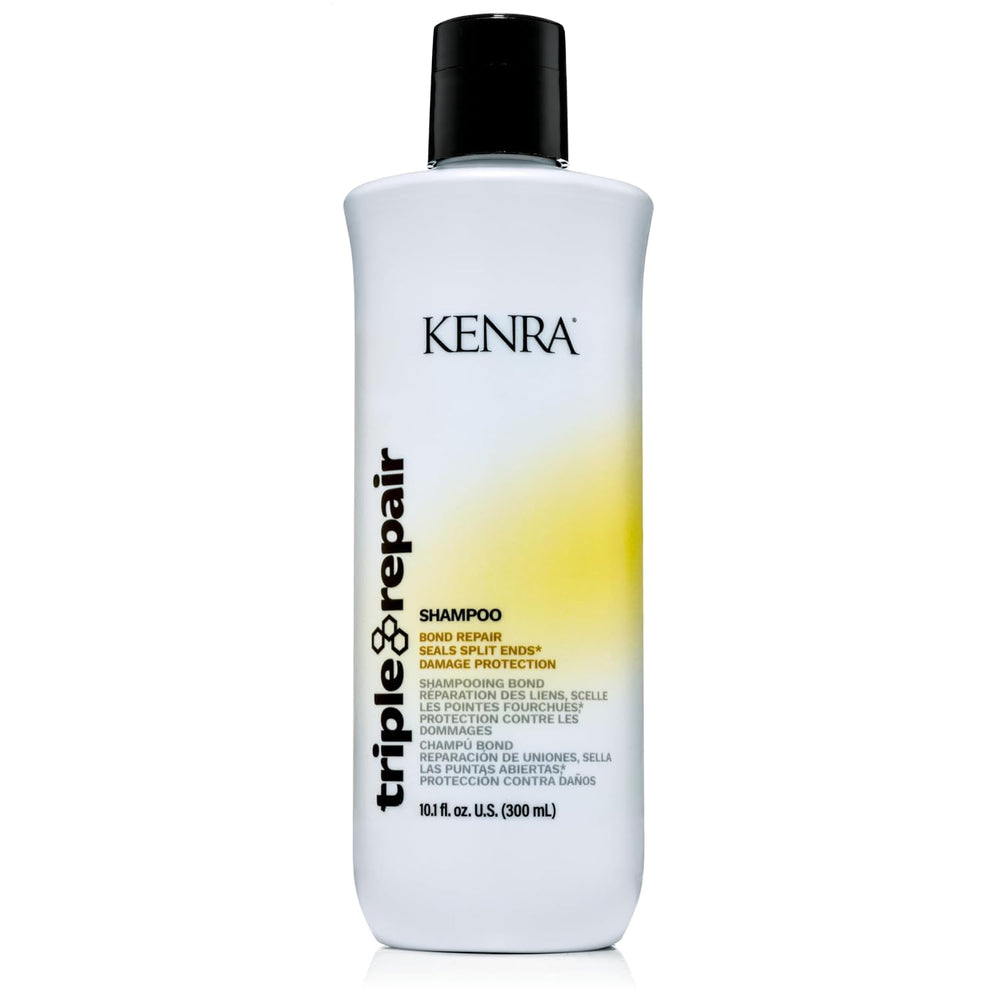 Kenra Triple Repair Conditioner rinse shows smoothing, frizz control, strong ends.