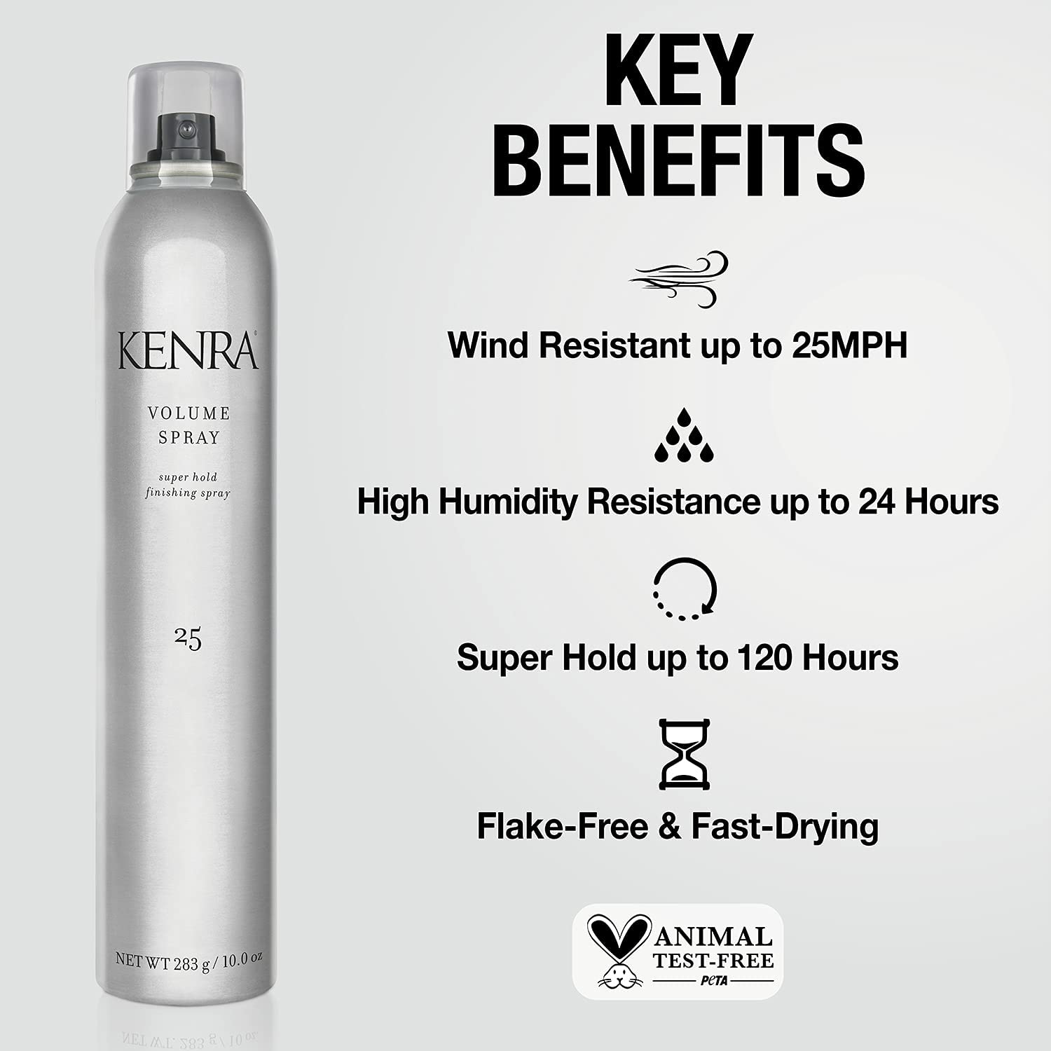 Kenra Volume Spray 25 nozzle enables precise, even application.