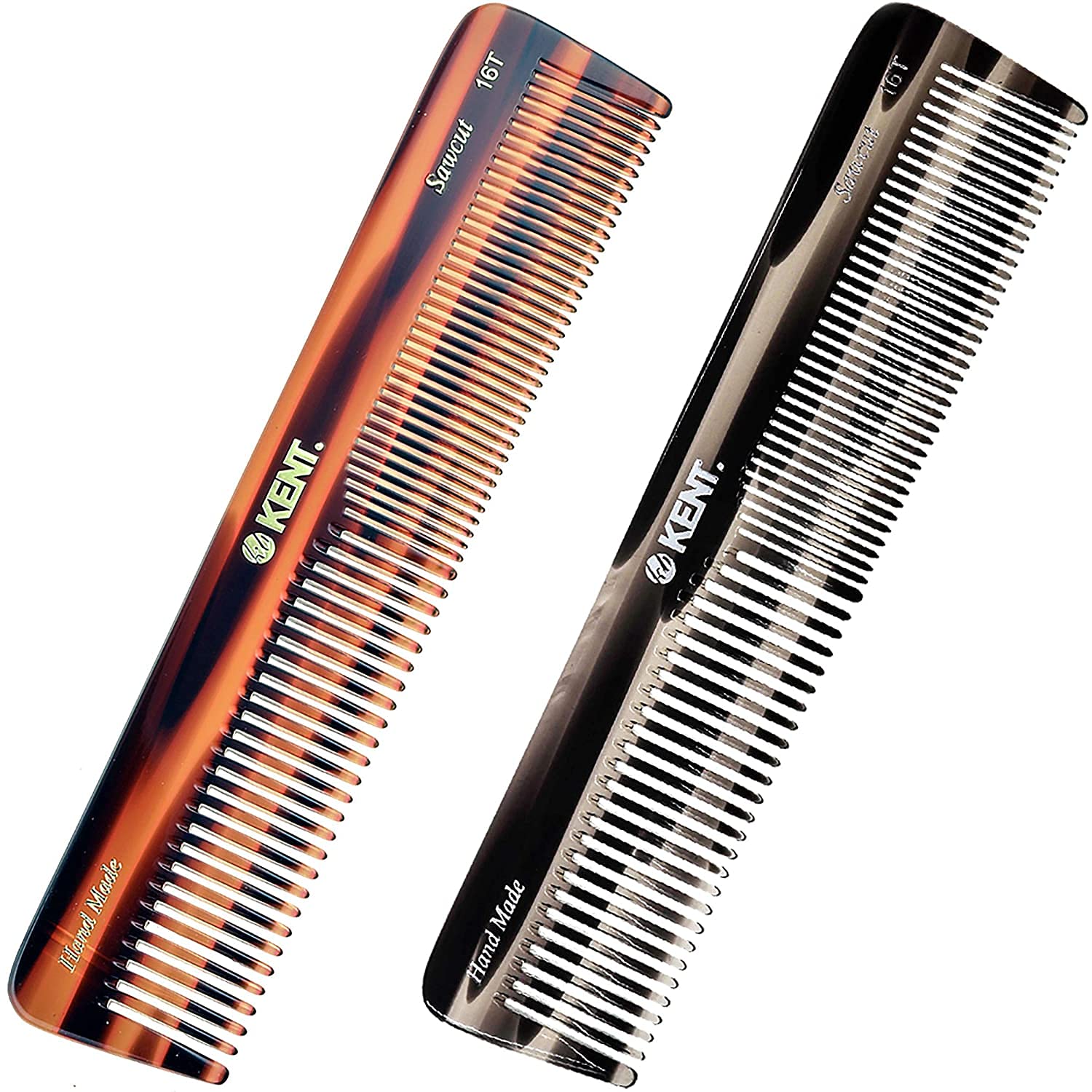 Kent 16T-16TG comb closeup showing smooth teeth for gentle detangling