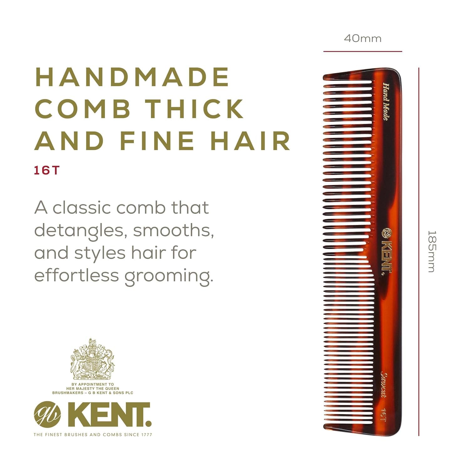 Kent 16T-16TG comb in hands highlights ergonomic grip for daily grooming