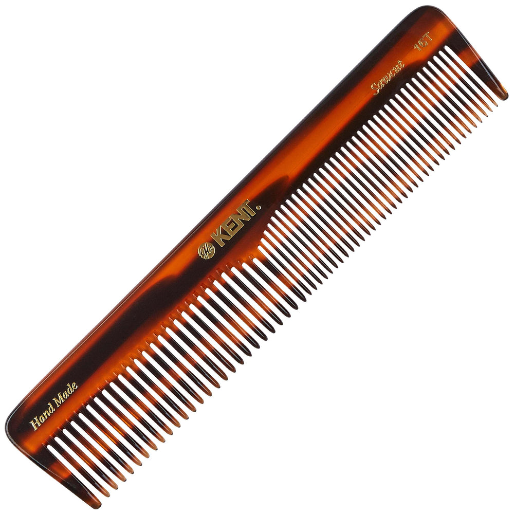Kent 16T tortoise comb closeup teeth for gentle detangling and scalp stimulation.