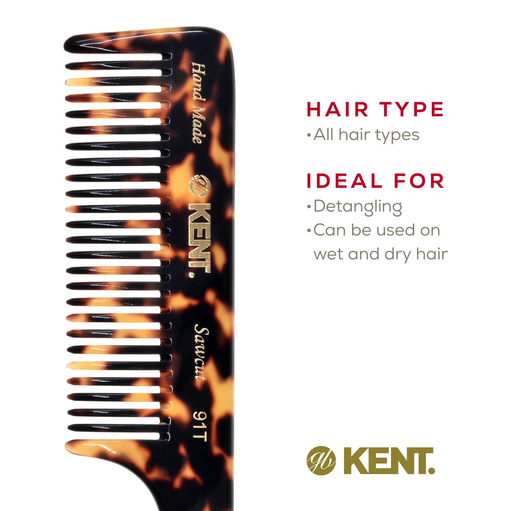 Kent 91T TY shower comb in use during shampoo for knot removal