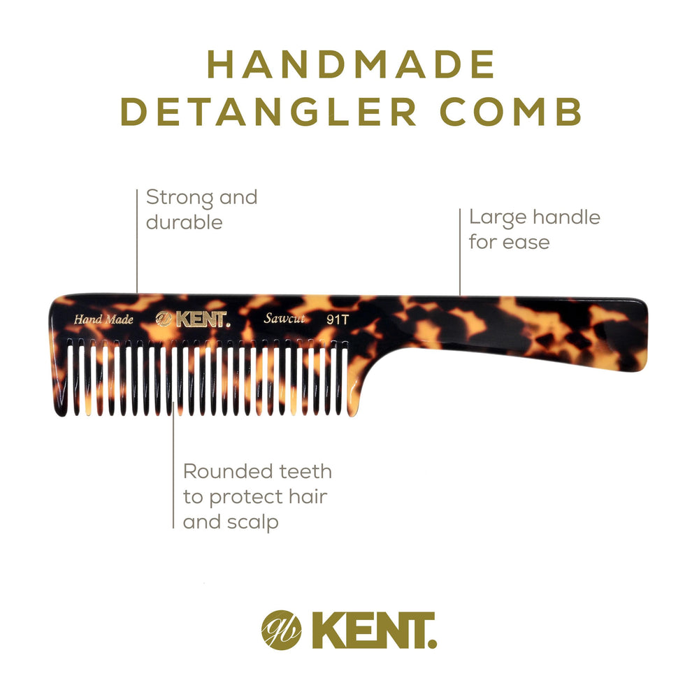 Kent 91T TY wide-tooth detangler ideal for curly hair detangling