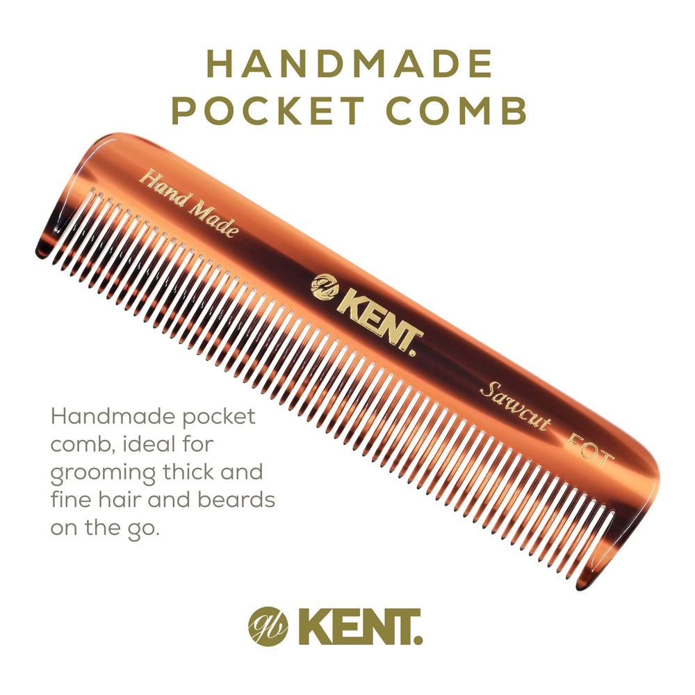 Kent FOT tortoise-hand-polished teeth image illustrating gentle glide through hair.