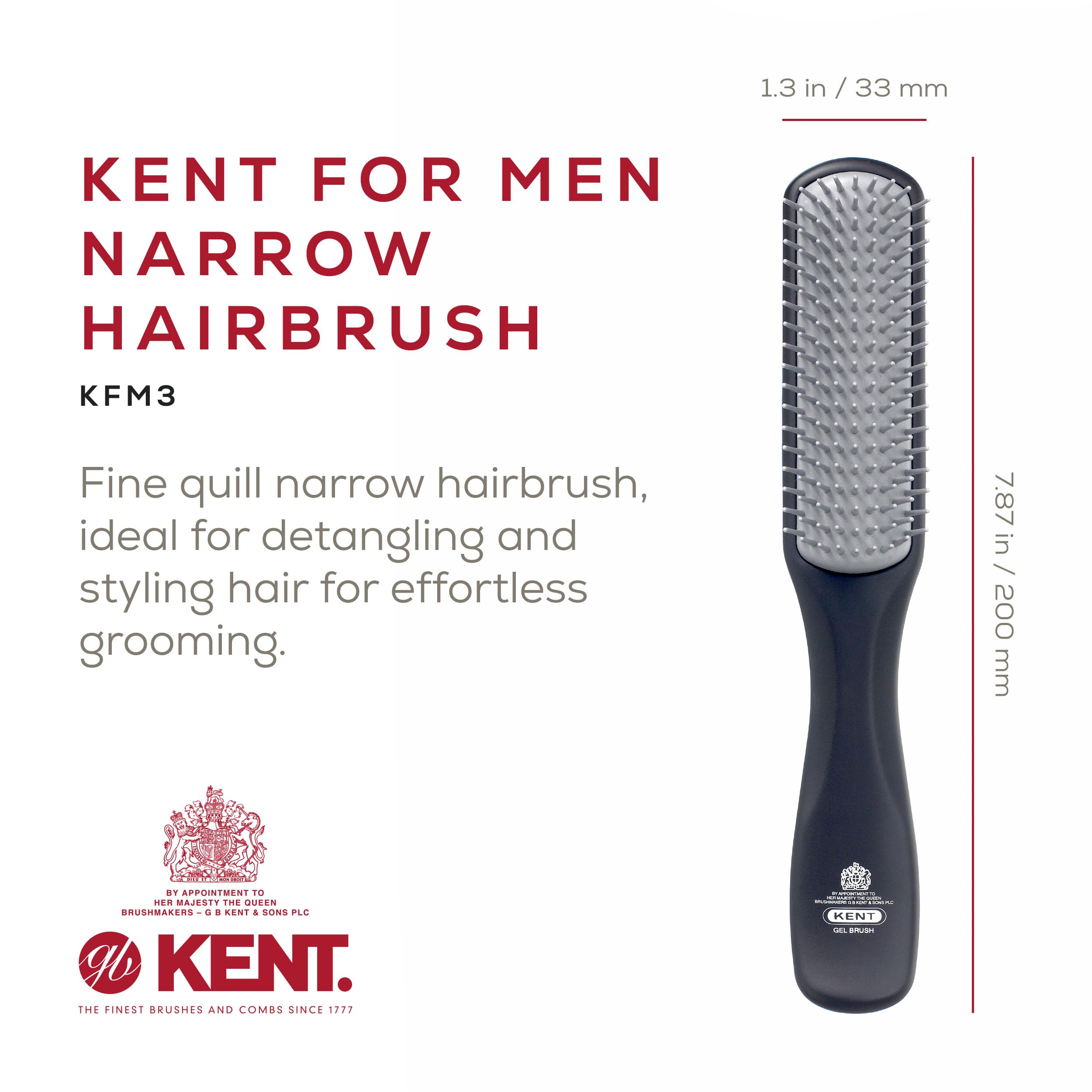 Kent KFM3 ionic anti-static bristles close-up promotes smoother detangling