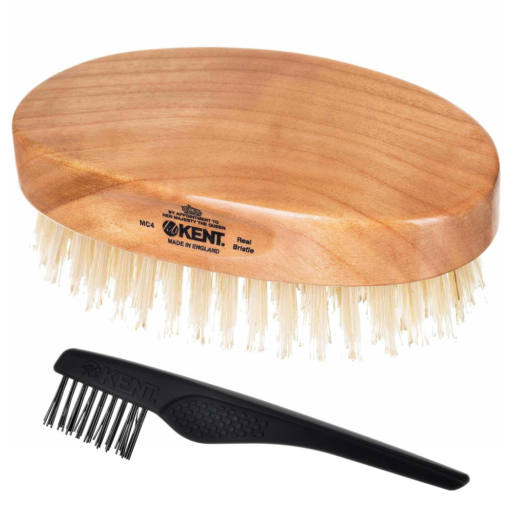 Kent MC4 travel brush for on-the-go beard grooming with firm bristles