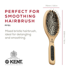 Kent PF01 boar bristle nylon brush close-up shows oil-distributing bristles.