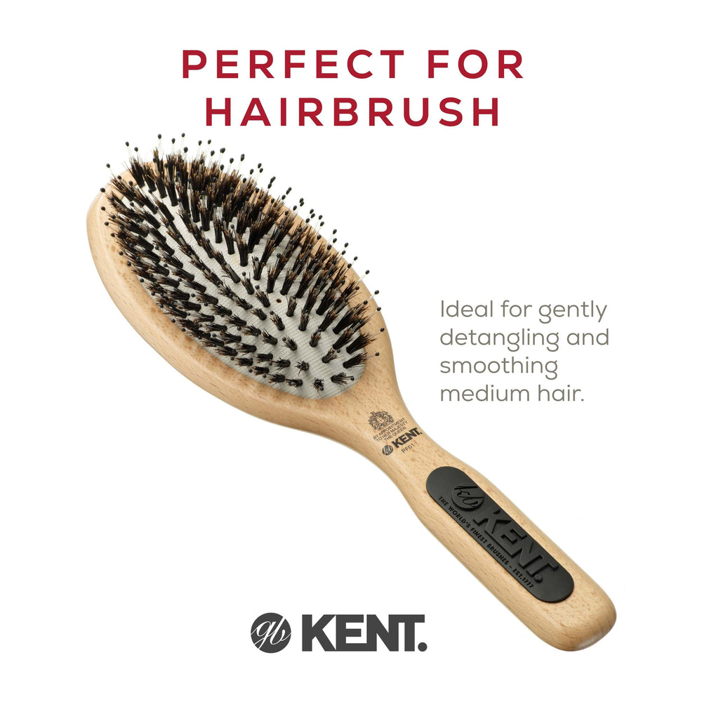 Kent PF01 non-scratch nylon bristles glide through hair while detangling.