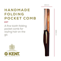Kent Set 20T closed pocket comb demonstrates slim pocket fit for quick touch-ups.
