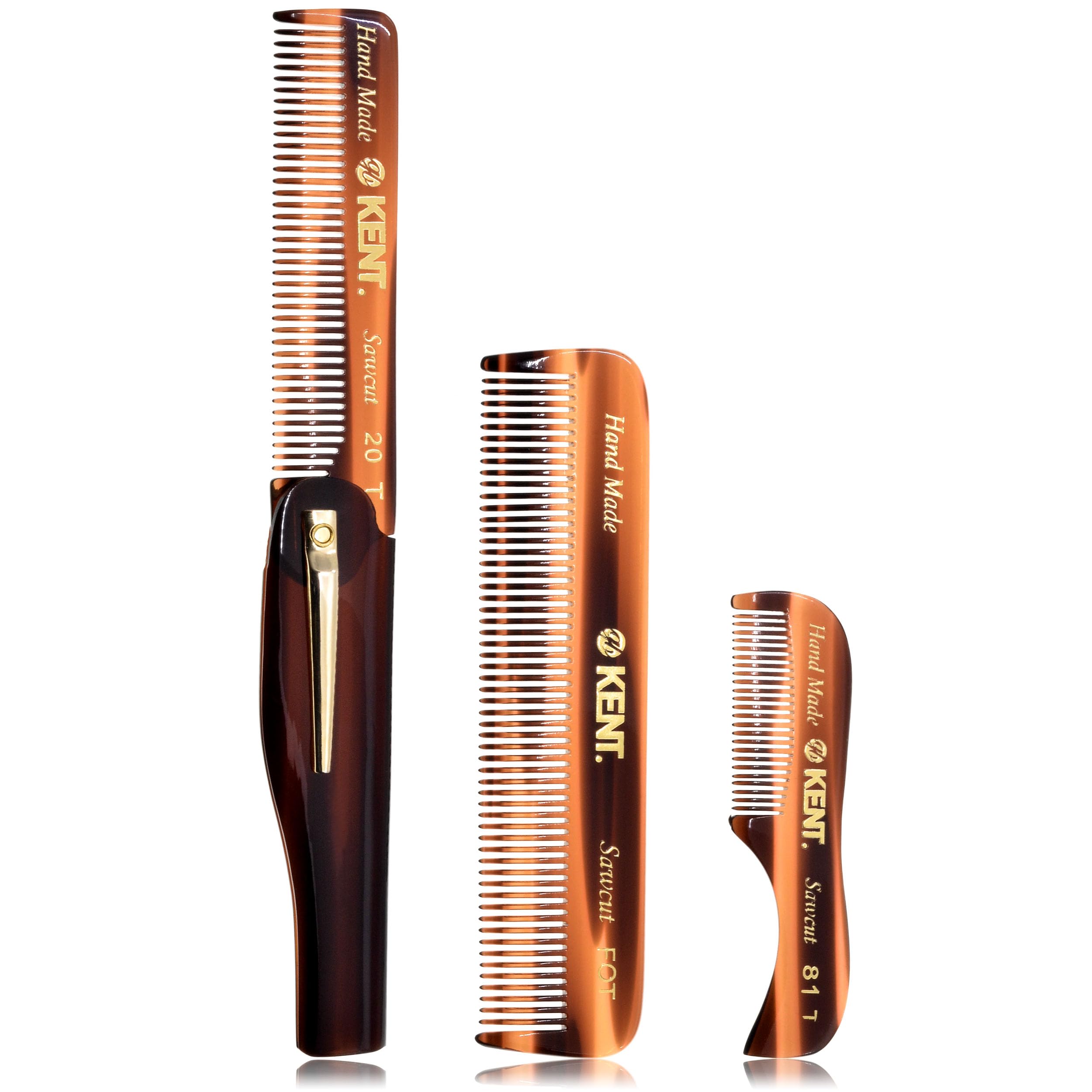 Kent Set 20T open pocket comb shows compact travel-ready design for on-the-go grooming.