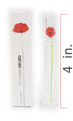 Kenzo Flower bottle close-up with orange flower detail, showcasing fresh floral scent notes.