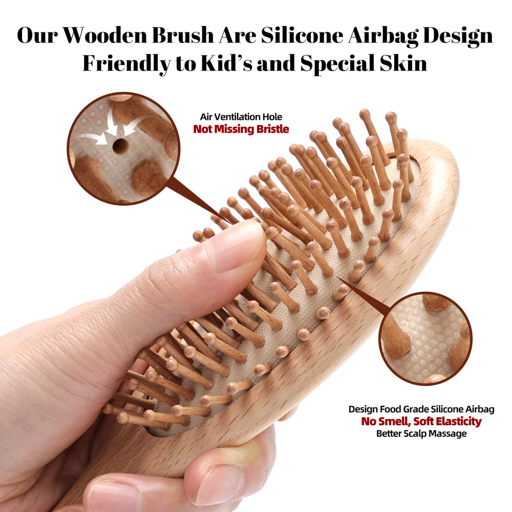 KEPCSIN beech wood bristles reduce static and frizz during brushing.