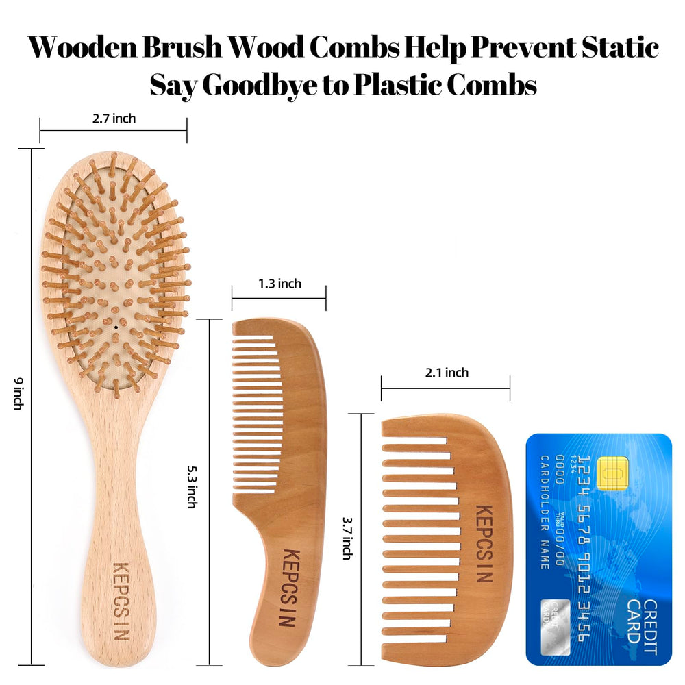 KEPCSIN travel-friendly wood brush set with ergonomic, polished handle.