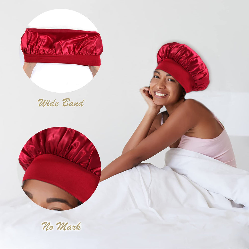 KEPUWAY silk satin hair bonnet highlights premium fabric for smooth hair and reduced frizz