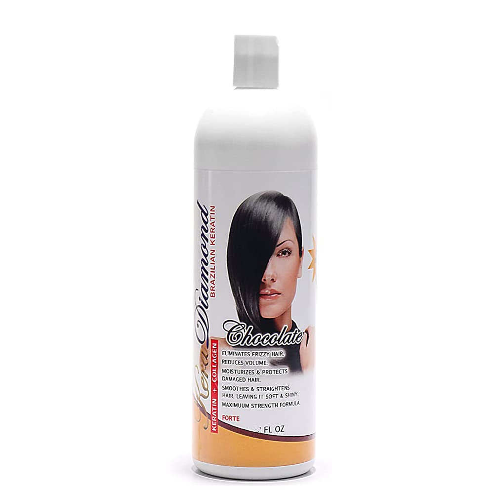 Kera Diamond Keratin Chocolate Restore bottle shows smoothing formula