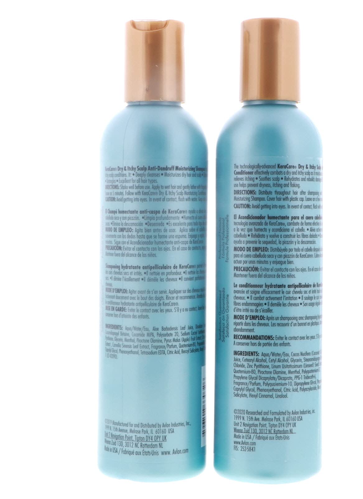 KeraCare set display with shampoo and conditioner showing complete dry scalp care routine