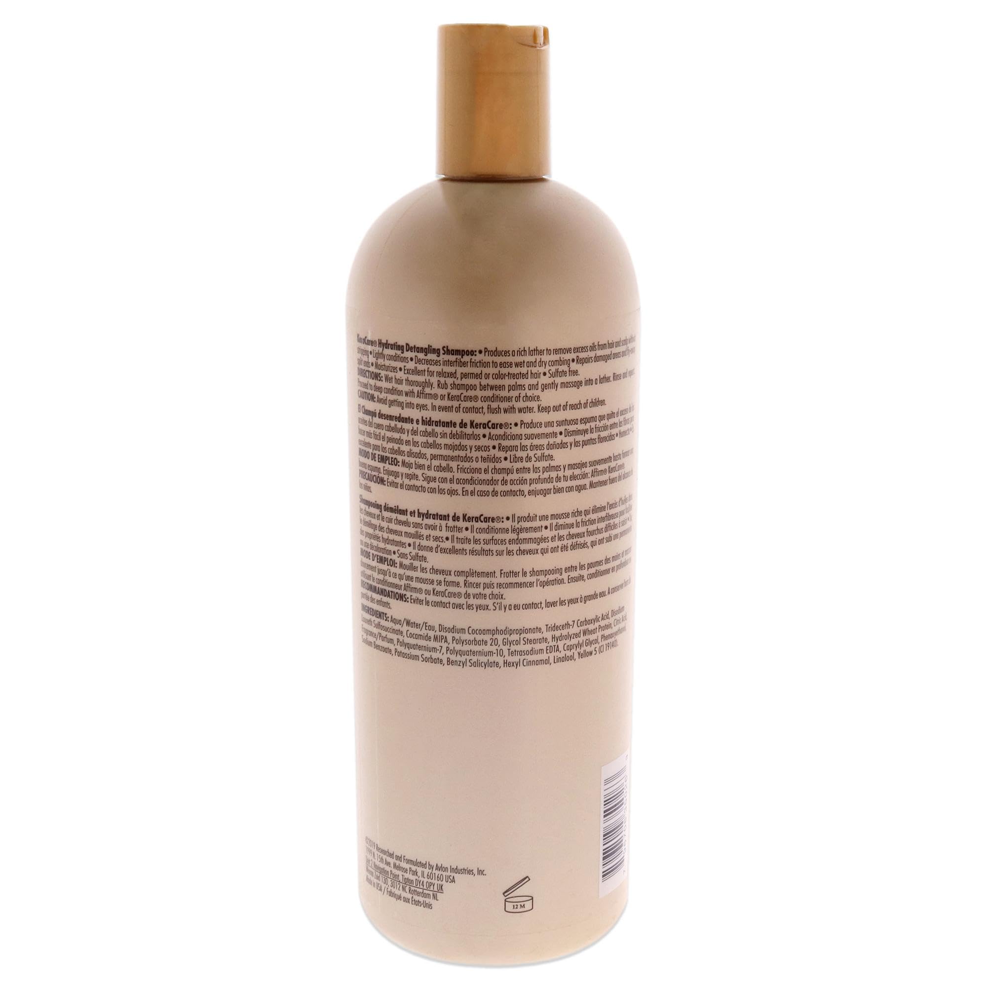 KeraCare Hydrating Detangling Shampoo packaging view highlights 32 oz size and US-origin.