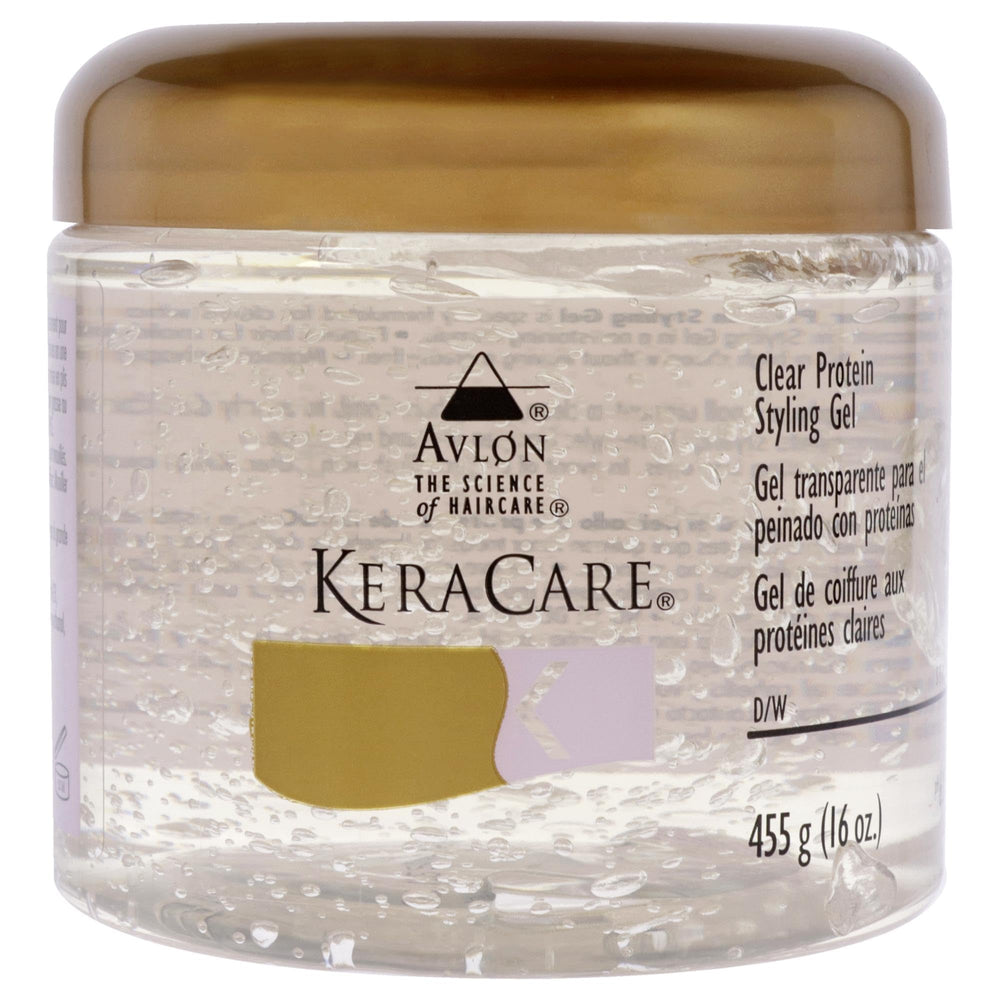 KeraCare Avlon Protein Styling Gel clear bottle offers strong curl hold.
