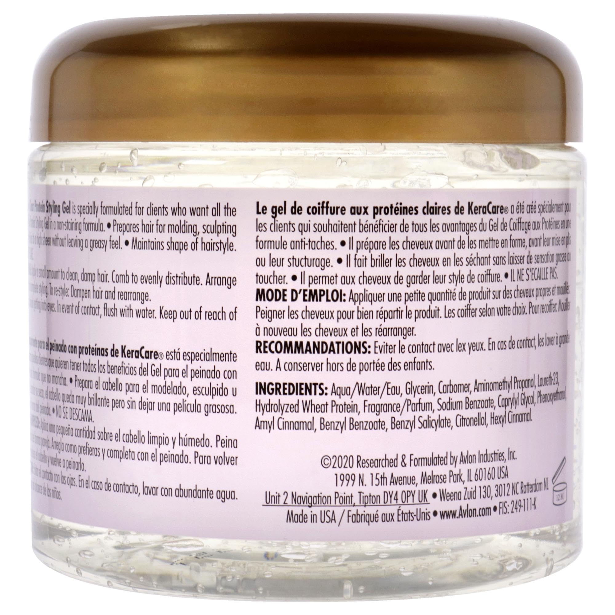 KeraCare Protein Styling Gel clear application scene shows shaping with satin finish.