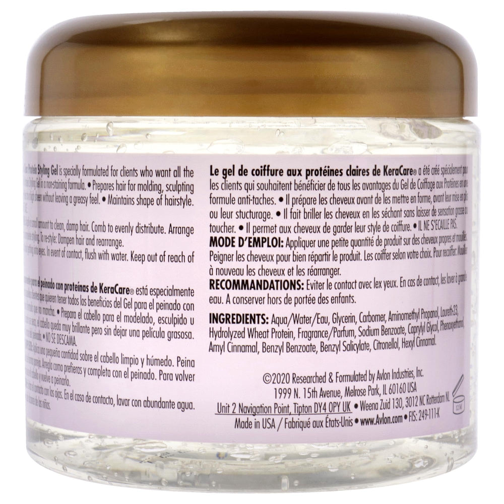 KeraCare Protein Styling Gel clear application scene shows shaping with satin finish.