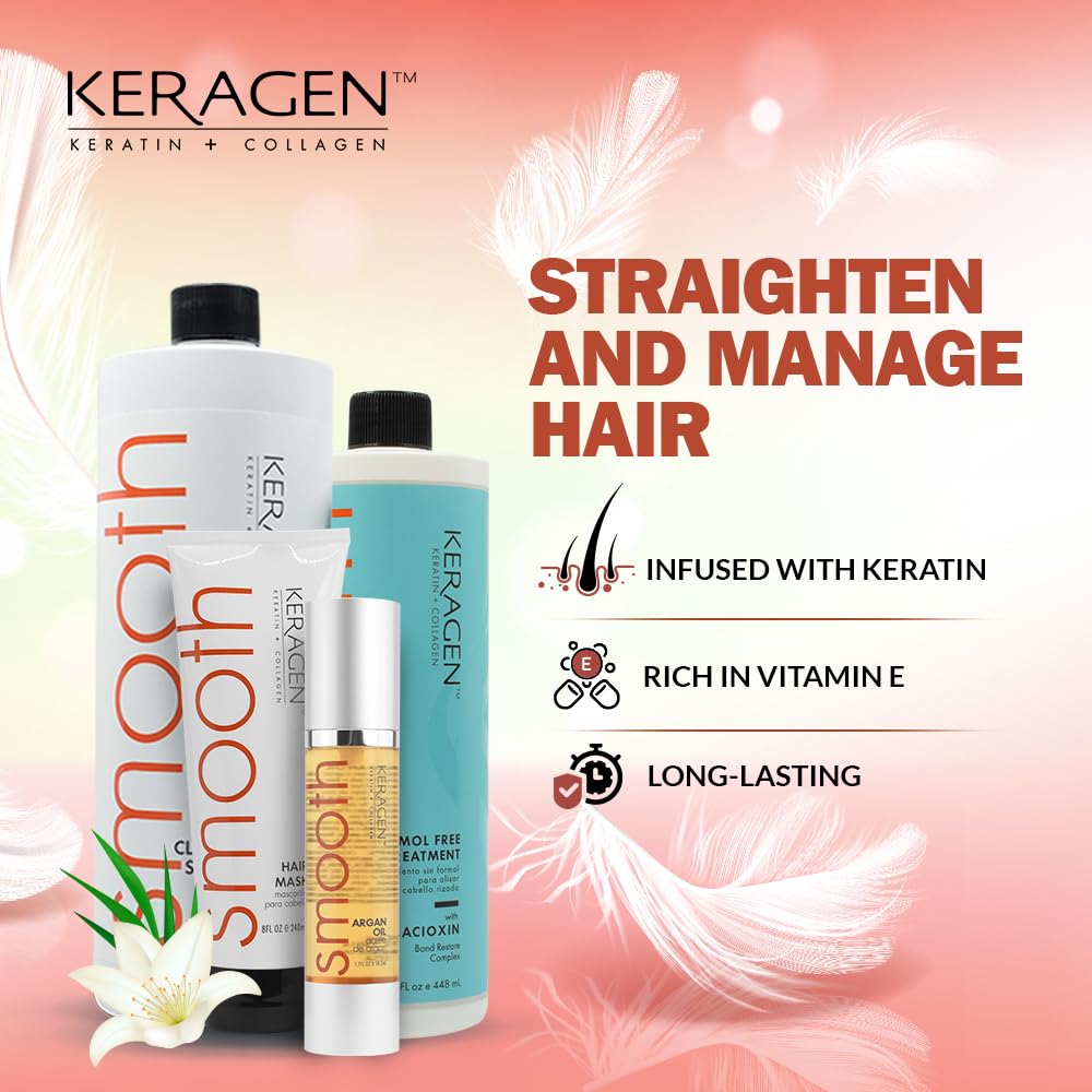 Keragen argan oil serum bottle provides lightweight shine and frizz control